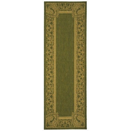 Safavieh 2 Ft. -4 In. X 6 Ft. -7 In. Runner Indoor-Outdoor Courtyard- Olive And Natural- Machine Made Rug CY2965-1E06-27